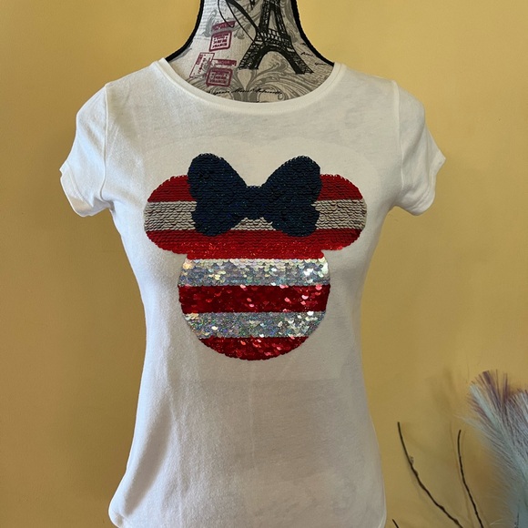 Disney Other - Disney Patriotic Sequin Flip Minnie Mouse Short Sleeve Tee